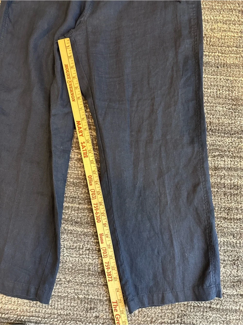 Banana Republic Easy Linen Pull on Pants Size Medium Straight Ankle Preppy Navy
